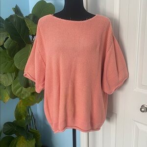 J.Jill 2X 100% Cotton Knit Sweater Shirt Light Pink Salmon